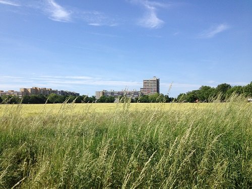 Gropiusstadt le long de l'ancien mur de Berlin